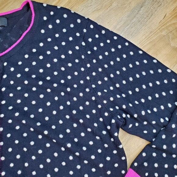 💜GNW Black & Hot Pink Polka Dot Buttoned Cardigan Sweater Large - Picture 4 of 9